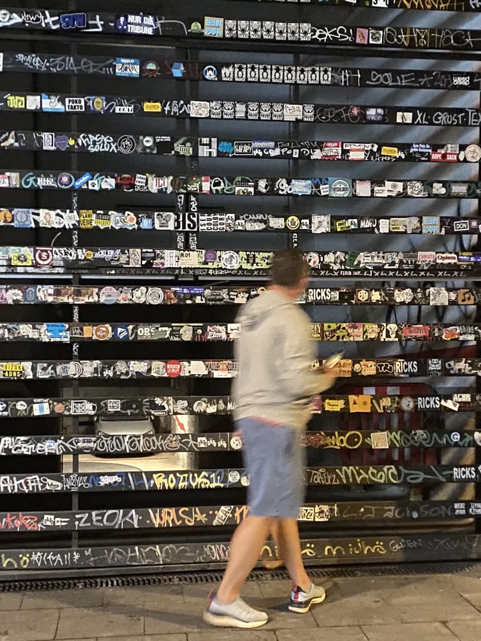 Wall covered in football stickers